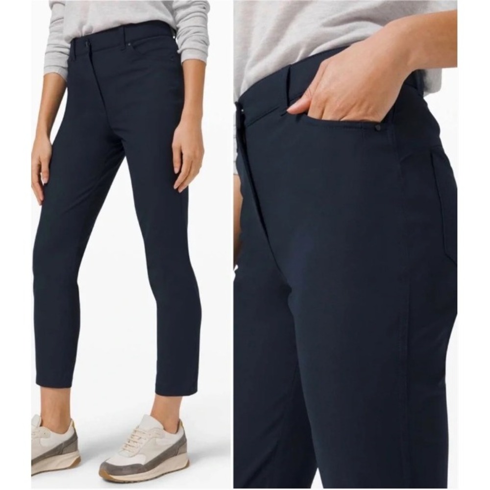Lululemon City Sleek 5 Pocket High-Rise Pants Women 6 Navy Blue Slim Office Chic